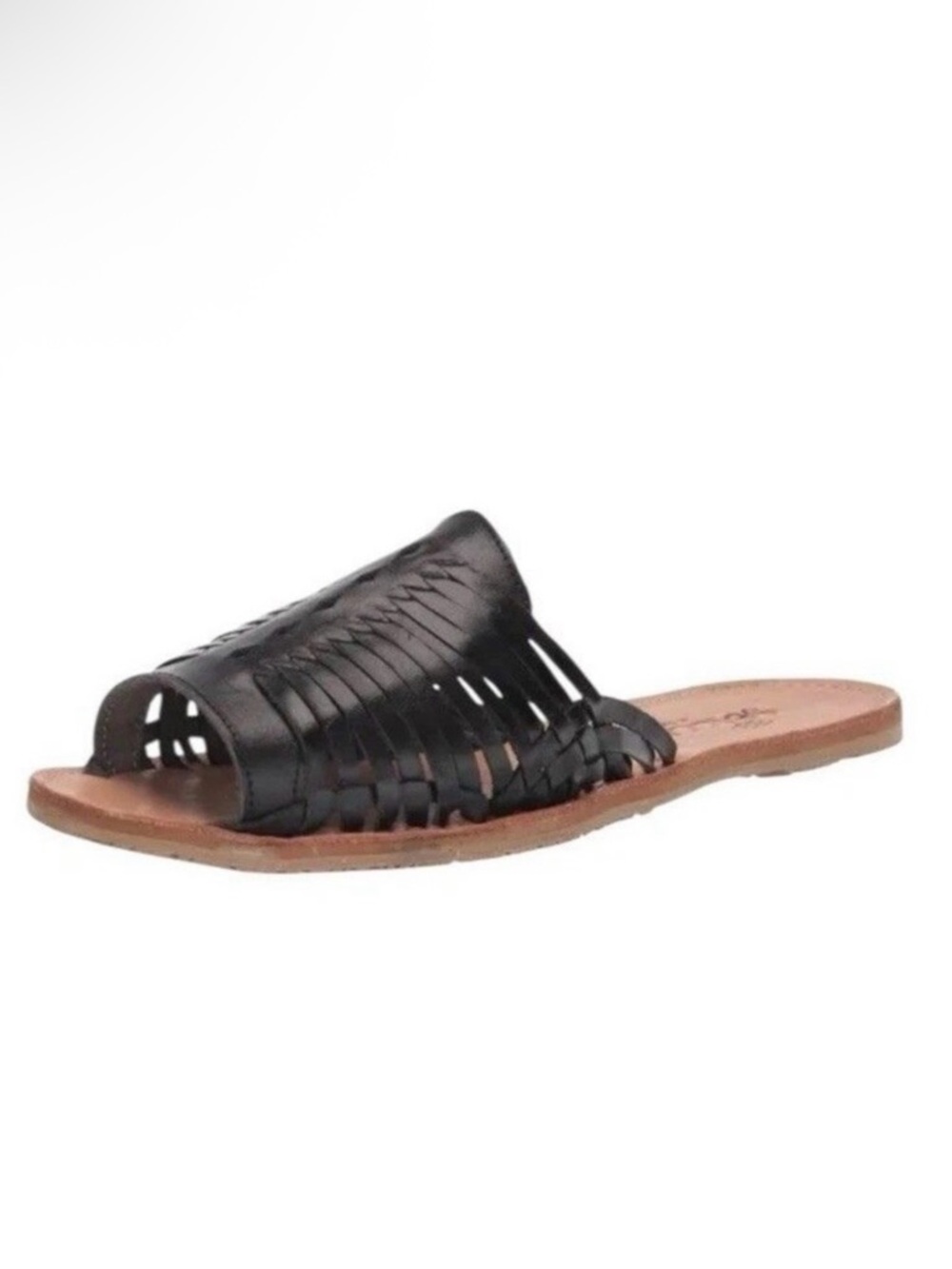 SBICCA Women Sandal Size 8 Black Leather Slide Boho Slip-On Flats New